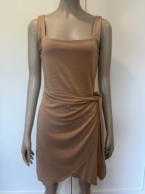 Aritzia Wilfred Saturn Mini Dress Size M Wrap Front Side Tie Stretchy Medium